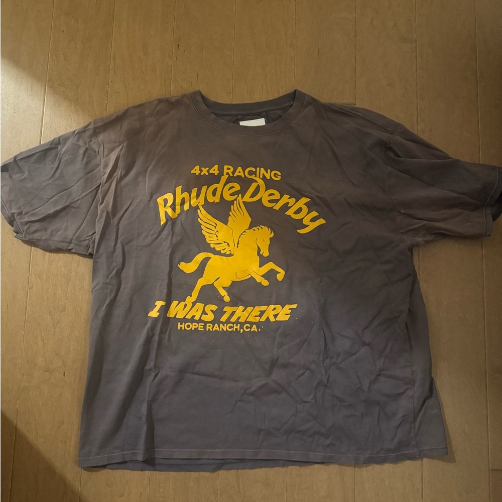Rhude Charcoal Tee with Golden Print